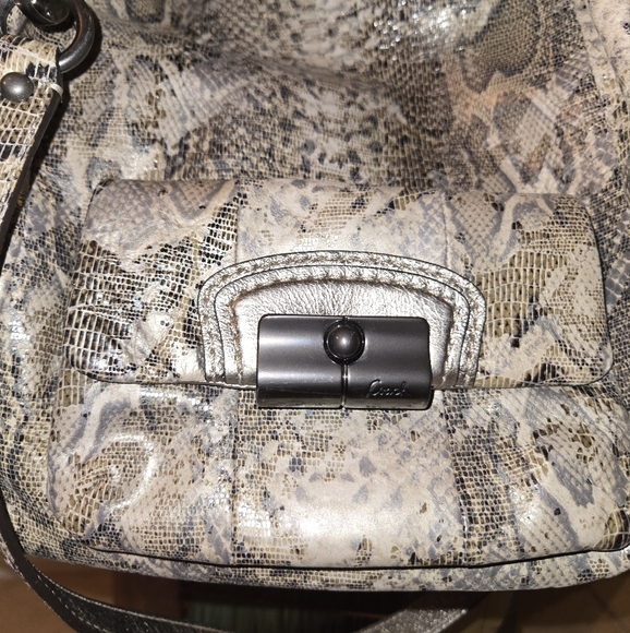 Coach Kristen Brown Tan‎ Embossed Python Leather Purse Hobo E1026 15361 - Picture 4 of 16